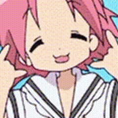 a cartoon of a girl with pink hair and a white shirt