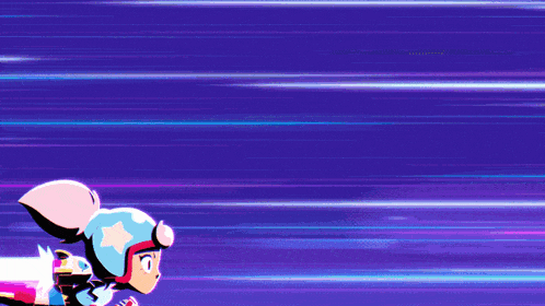 a cartoon character in a blue helmet is running on a blue background