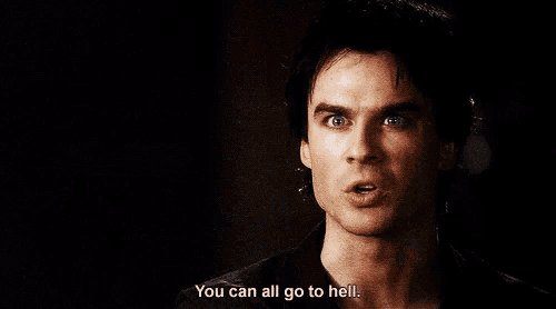 a man says you can all go to hell in a dark room