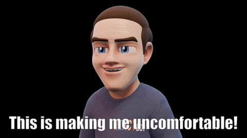 a cartoon character with the words " this is making me uncomfortable " below him