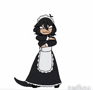 a cartoon of a girl dressed as a maid