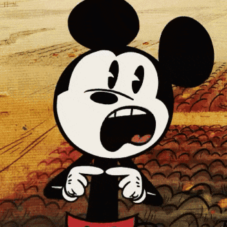 a cartoon of mickey mouse with a surprised expression