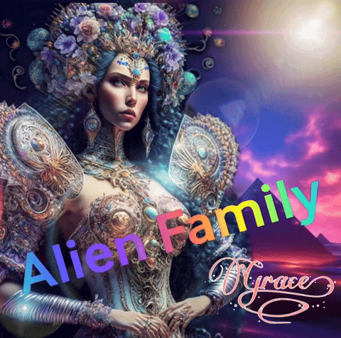 a painting of a woman with the words alien family written below her