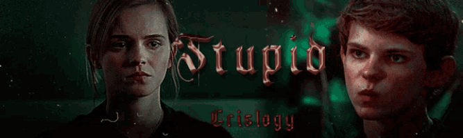 a girl and a boy are looking at each other with the words stupid crislogy written on the bottom