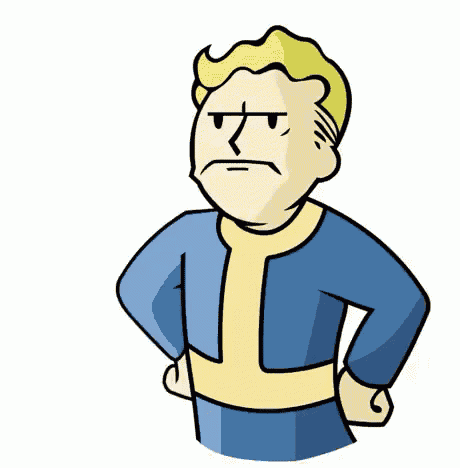 a cartoon of a man in a blue jacket pointing up with his finger .