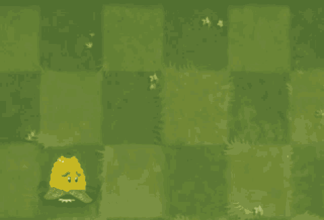 a cartoon drawing of a field with a glowing object in the middle of it
