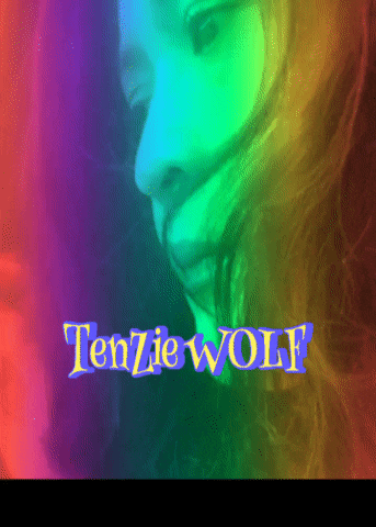 a rainbow colored background with the words tenzie wolf
