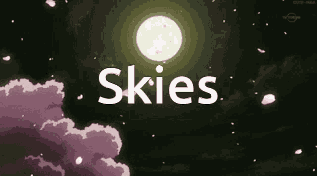 the word skies is on a pink background