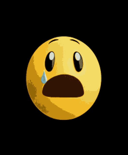 a smiley face with a tear coming out of it 's mouth