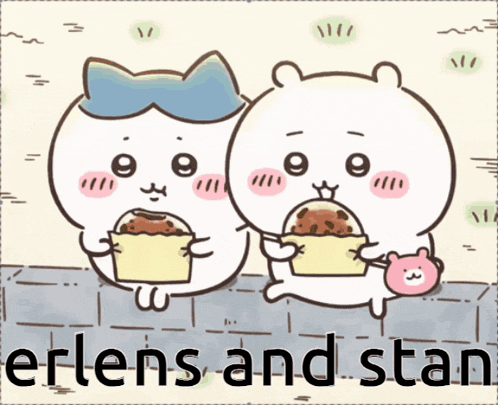 a couple of cartoon characters sitting next to each other with the words " erlers and stan " underneath them