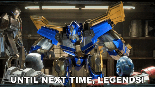 a robot with the words until next time legends