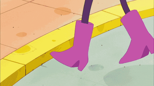 a pink cartoon character is crying and holding a camera in her hand
