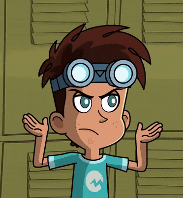 a cartoon character with goggles on his head