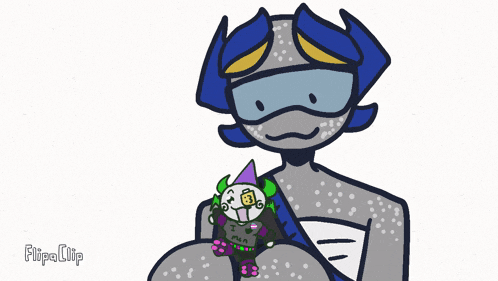 a cartoon drawing of a person holding a stuffed animal that says i 'm a man
