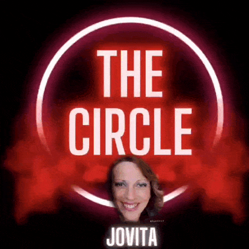 a woman is smiling in front of a logo that says the circle