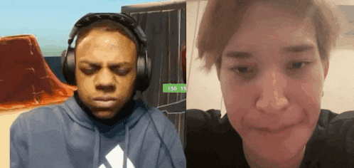 a man wearing headphones is next to a woman