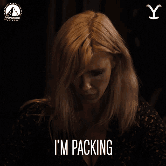 a picture of a woman with the words i 'm packing below her