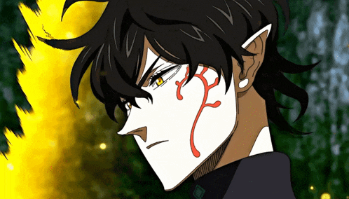 a close up of a person 's face with a yellow eye