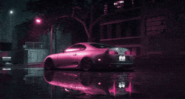 a car with a license plate that says 00 on it is parked in the rain