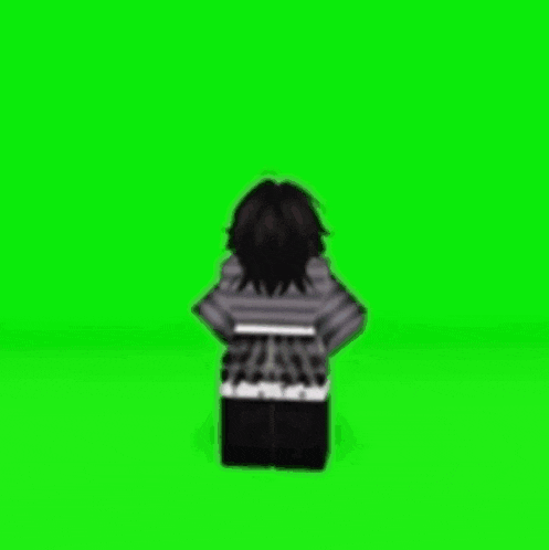 a drawing of a person in a blue and white outfit with a green background