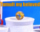 a ball is sitting on top of a white container with the words turned my beloved written on it .
