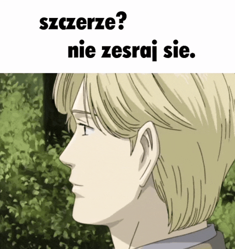 a cartoon of a man with the words szczerze nie zesraj sie below him