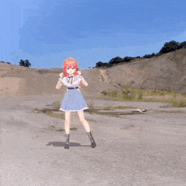 a girl with pink hair is standing in front of a large explosion