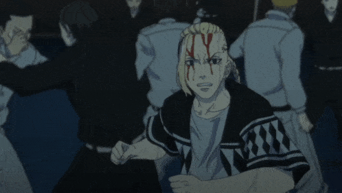 a cartoon character with blood coming out of his eyes and mouth