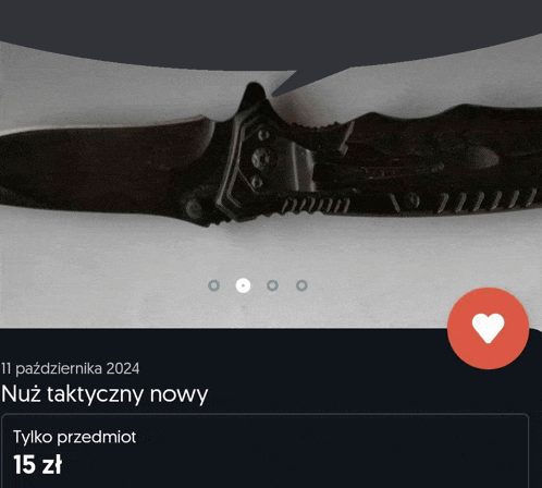 a picture of a knife with a speech bubble that says ' waz taktyczny nowy ' on it