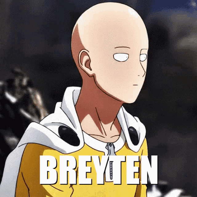 a picture of a bald man with the word breyten written below him