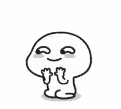 a black and white drawing of a cartoon character with his eyes closed and his hands on his chest .
