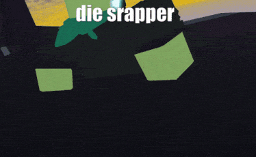 a cartoon character is holding a gun and the words die srapper are above him