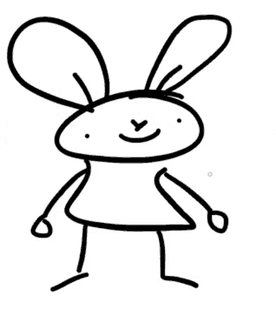 a drawing of a rabbit holding a knife