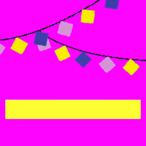 a pink background with arabic writing and a string of flags