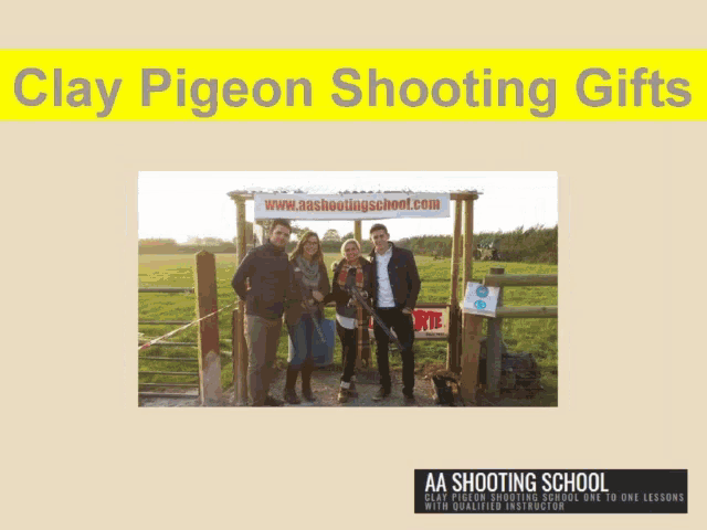 a group of young boys standing in a field with clay pigeon shooting gifts