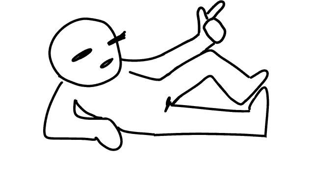 a black and white drawing of a person laying down with a thumbs up
