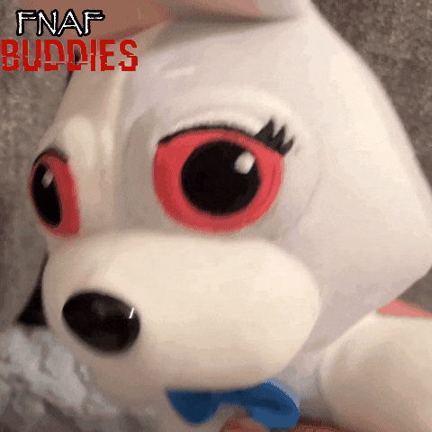 a close up of a stuffed animal with fnaf buddies written on the top