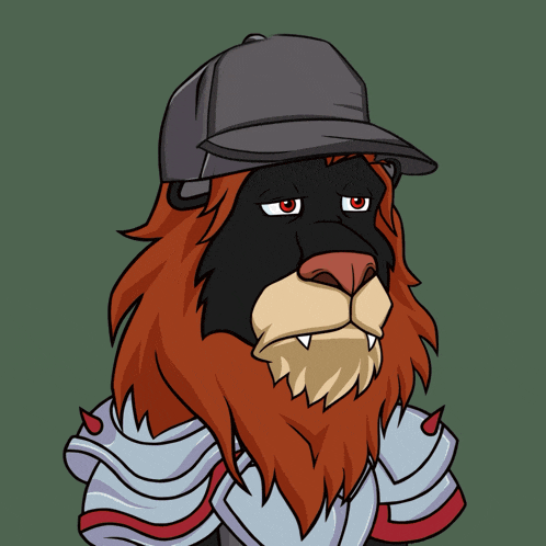 a cartoon lion wearing armor and a hat