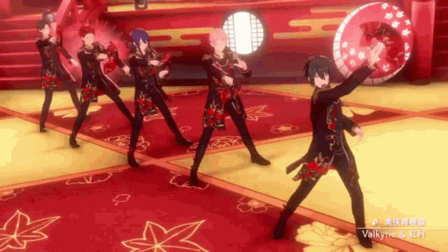 a group of people are dancing on a stage in a video game .