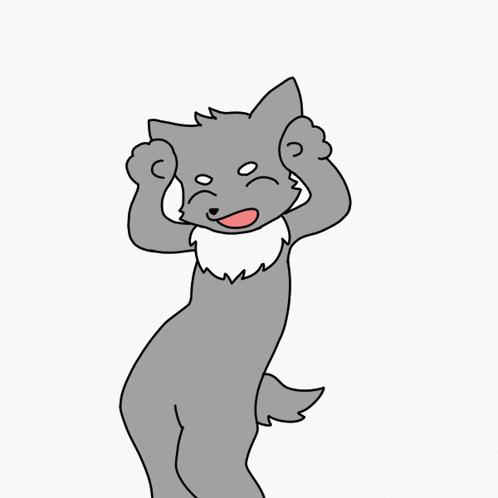 a cartoon drawing of a naked wolf with its eyes closed