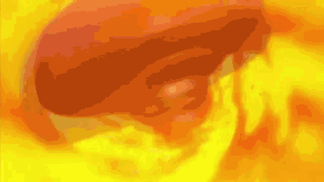a close up of a person 's face with a yellow background