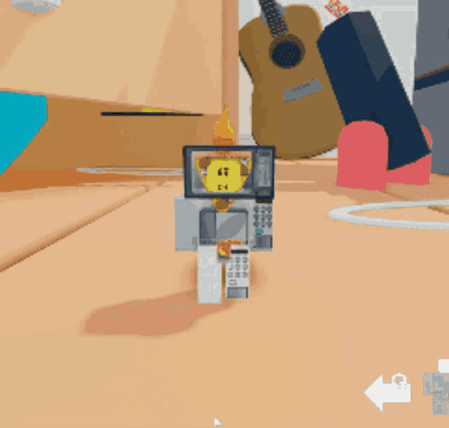a cartoon drawing of a phone and a guitar