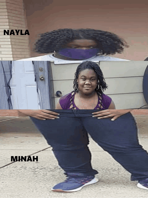 a picture of a girl with the name nayla and minah on the bottom