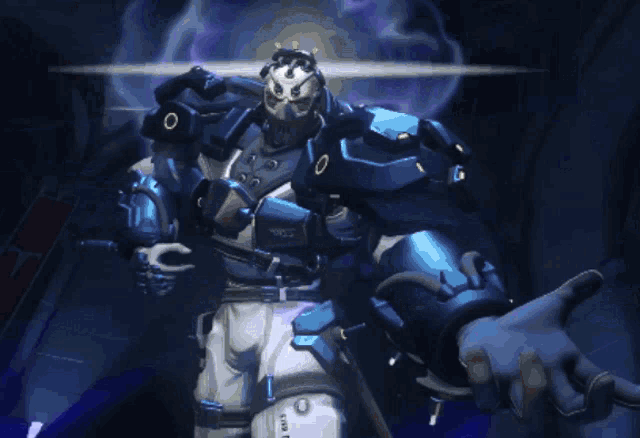 a video game character with a shield and a gun
