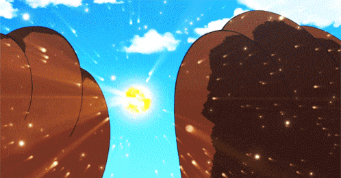 a cartoon drawing of a sun shining through a blue sky