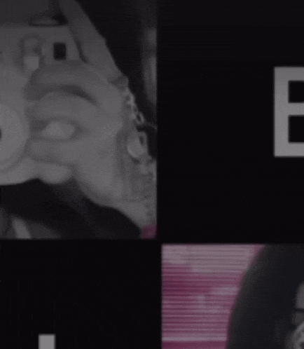 a collage of black and white images with the letter b in the center