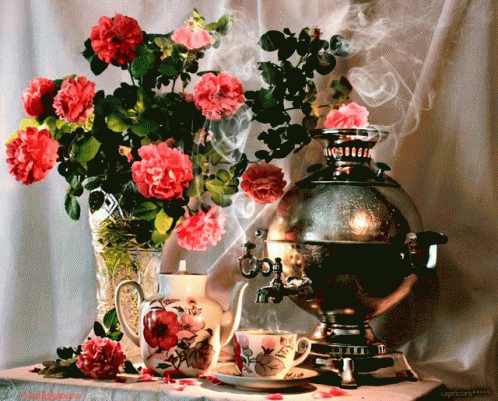 Red Flowers GIF - Red Flowers Teacup GIFs
