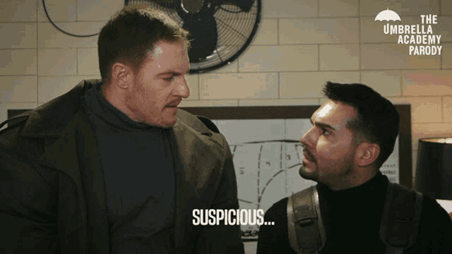 the umbrella academy parody shows two men talking to each other