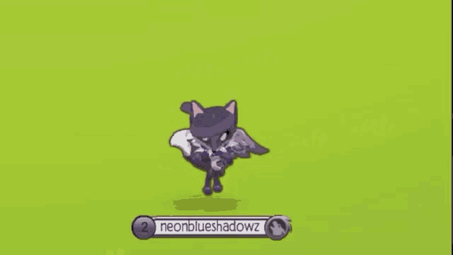 a cartoon fox is walking on a green field .