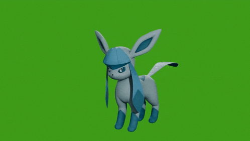 a 3d model of a pokemon with a blue tail